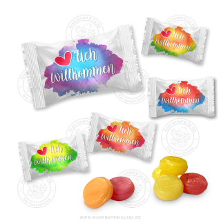 Bonbons "Herzlich Willkommen Farbklecks", 1 kg, entspricht ca.400 Stück