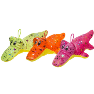 12 x Stofftier Krokodil mit Glitzer