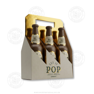 6er Tray - Konfetti Popper - Bierflaschen Gold