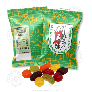 6720 x Flachbeutel mit Englischem Weingummi à 100 g  im Eigendruck