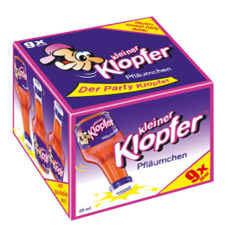 Kleiner Klopfer Pfläumchen der Pfläumchenlikör in 9 Mini-Flaschen à 20 ml