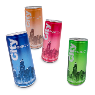 City Mix Probierbox je drei Hugo,Bellini,Rosato und Secco Dosen 200ml