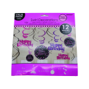 Happy Birthday Girlande, Swirl Pink  12 Stck