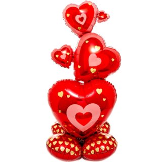 Stacking Hearts Foil Balloon P70 (25"/63CMX 55"/139CM)