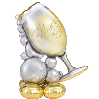 (PKT) Airloonz: Bubbly Champagne Glass Balloon 129 cm