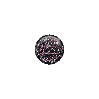 Standard Folienballon "Herzlichen Glckwunsch" Pink Sparkle, Rund, Durchmesser circa 43 cm, Heliumballon