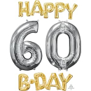 Balloon Bunch Folienballon Happy B-Day 60, Heliumballon,...