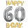 Balloon Bunch Folienballon Happy B-Day 60, Heliumballon, Geburtstag
