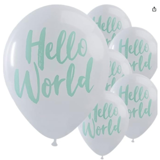 Ginger Ray Luftballons Hello World, für Babypartys, unisex, 10 Stck,
