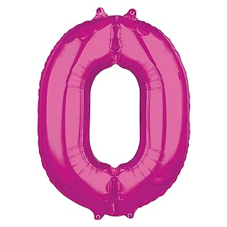 3661501 - Mid Size Folienballon Zahl 0, pink, Gr?ÿe circa 51 x 66 cm, Heliumballon