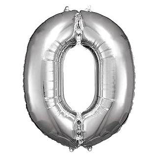 Riesen Folienballon Zahl 0, Größe 66 x 88 cm, Silber, XXL, Heliumballon