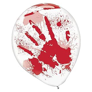 9901272 - Luftballons mit blutigem Handabdruck, 6 Stck, Größe 25,4 cm,