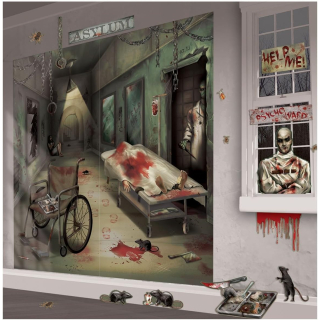 Deko-Set Irrenhaus, aus Papier und Plastik, 32-teilig, Halloween, Mottoparty