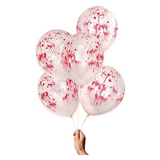 Ginger Ray Transparente Halloween-Party-Luftballons mit Blutdruck, 5 Stck