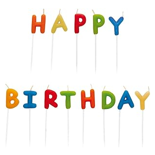Buchstaben-Kerzen Happy Birthday, 13 Stck, mehrfarbig, Höhe 7,5 cm, Dekoration