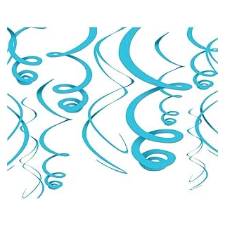 Caribbean Blue Plastic Swirls Decorations 55cm /12