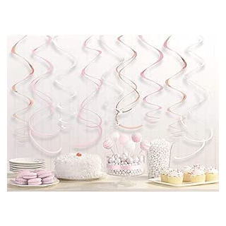 12 Deko-Spiralen Blush-Folie-55,8 cm, Rose Gold Blush