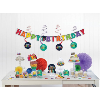 243634 - Party-Pack aus Karton, Regenbogenfarben, 37 Stck
