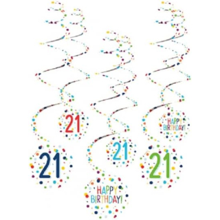 Spiralgirlanden 21 Confetti Birthday 61 cm Papier 6 Stck