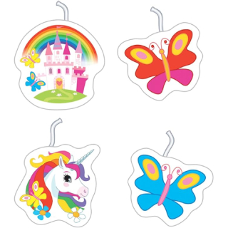 9902109 - 4 Kerzen * REGENBOGEN EINHORN