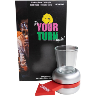 9917007 - Trinkspiel Shot Spinner mit Schnapsglas, Partyspiel, Saufspiele, Flaschendrehen