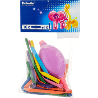 6408 - Latex Modellierballons mit Pumpe, 10 Stck, ca. 135 cm lang
