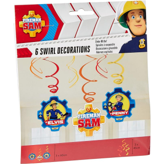 9902183 - Hängedekoration Feuerwehrmann Sam, 6 Dekospiralen