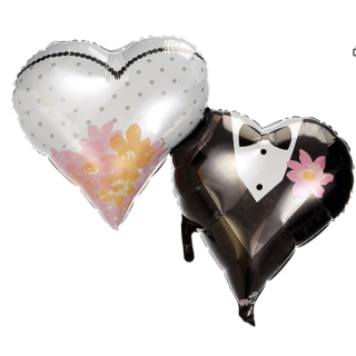 3084201 - Wedding Couple Hearts SuperShape Foil Balloons 30"/76 cm w x 25"/63cm h -