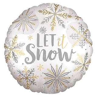 Amscan 3860101 - Standard Folienballon Shining Snow Satin, Durchmesser 46 cm, Schneeflocke, Weihnachten, let it snow, Heliumballon, Party, Dekoration