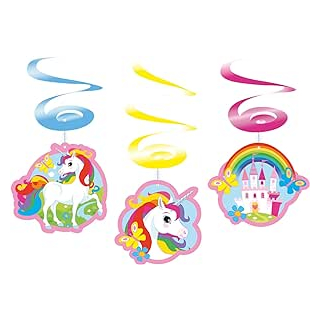 Deko-Spiralen Einhorn, 6 Stck, circa 80 cm, Tier, Geburtstag, H?ngedekoration