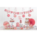 243640 - Happy Birthday Party Pack rosa 17-teilig