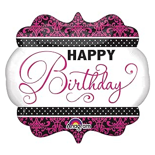 Ballon HAppy Birthday:Pink Black & White HBD