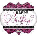 Ballon HAppy Birthday:Pink Black & White HBD