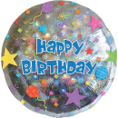 Standard Folienballon Happy Birthday Konfetti, Rund,...