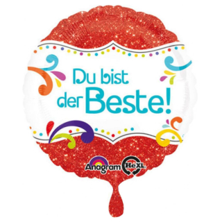 Folienballon Du bist der Beste!, Durchmesser 43 cm, Volumen 13 Liter, Heliumballon