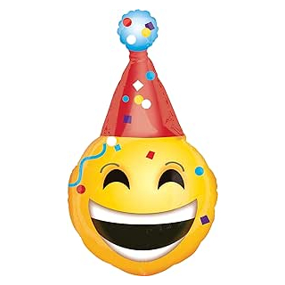 SuperShape Folienballon "Emoticon - Party Hut", 55 cm x 99 cm, Luftballon, Heliumballon