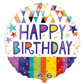 Folienballon Happy Birthday, 43 cm, Geburtstag, Heliumballon, Mitbringsel