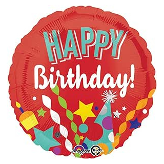 Folienballon Happy Birthday, Durchmesser 43 cm, Luftballon, Geburtstag, Heliumballon