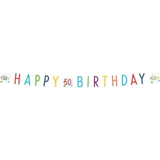Partykette Konfetti Birthday 50, Größe 180 x 13,8 cm