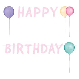 Partykette Happy Birthday Pastel Papier 150 x 13,8 cm, Girlande, Banner