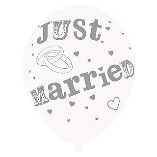 Latexballons Just Married, 6 Stck, circa 28 cm, Hochzeit, Dekoration, Luftballon