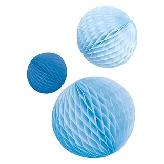 3 Wabenball-Dekorationen Sky Blue Papier 14 cm / 18 cm / 22cm, H?ngedekoration
