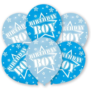 6 Latexballons Birthday Boy, Durchmesser 27,5 cm