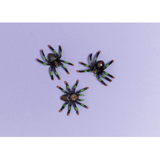 8 Spinnen, Plastik, Krabbeltiere, Tischdekoration, Halloween, Spider, Mitgebsel