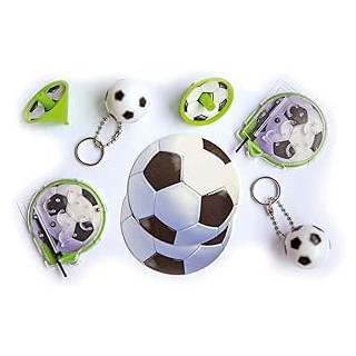 Partygeschenke-Set Goal Getter Fußball, 24 Teile, 6 Sticker, 6 Geduldsspiele, 6 Schlsselanhänger, 6 Tischkreisel, Mitgebsel