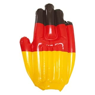 aufblasbarer Handschuh Deutschland 43 cm schwarz/rot/gelb, Mehrfarbig