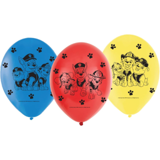 Amscan 9903825 - Latexballons Paw Patrol, 6 Stck, Luftballons