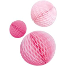 3 Wabenball-Dekorationen Hot Pink Papier 14 cm / 18 cm /...