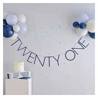 Blaue Zahl 21 Girlande mit Ballons