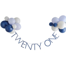 Blaue Zahl 21 Girlande mit Ballons